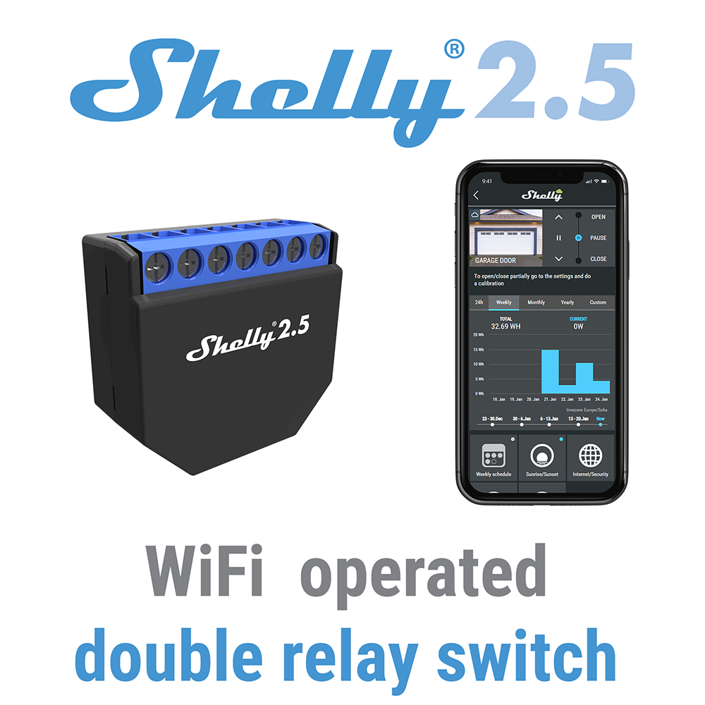 Shelly 2.5 Smart Home Double R - Shelly Relay Module recension och pris