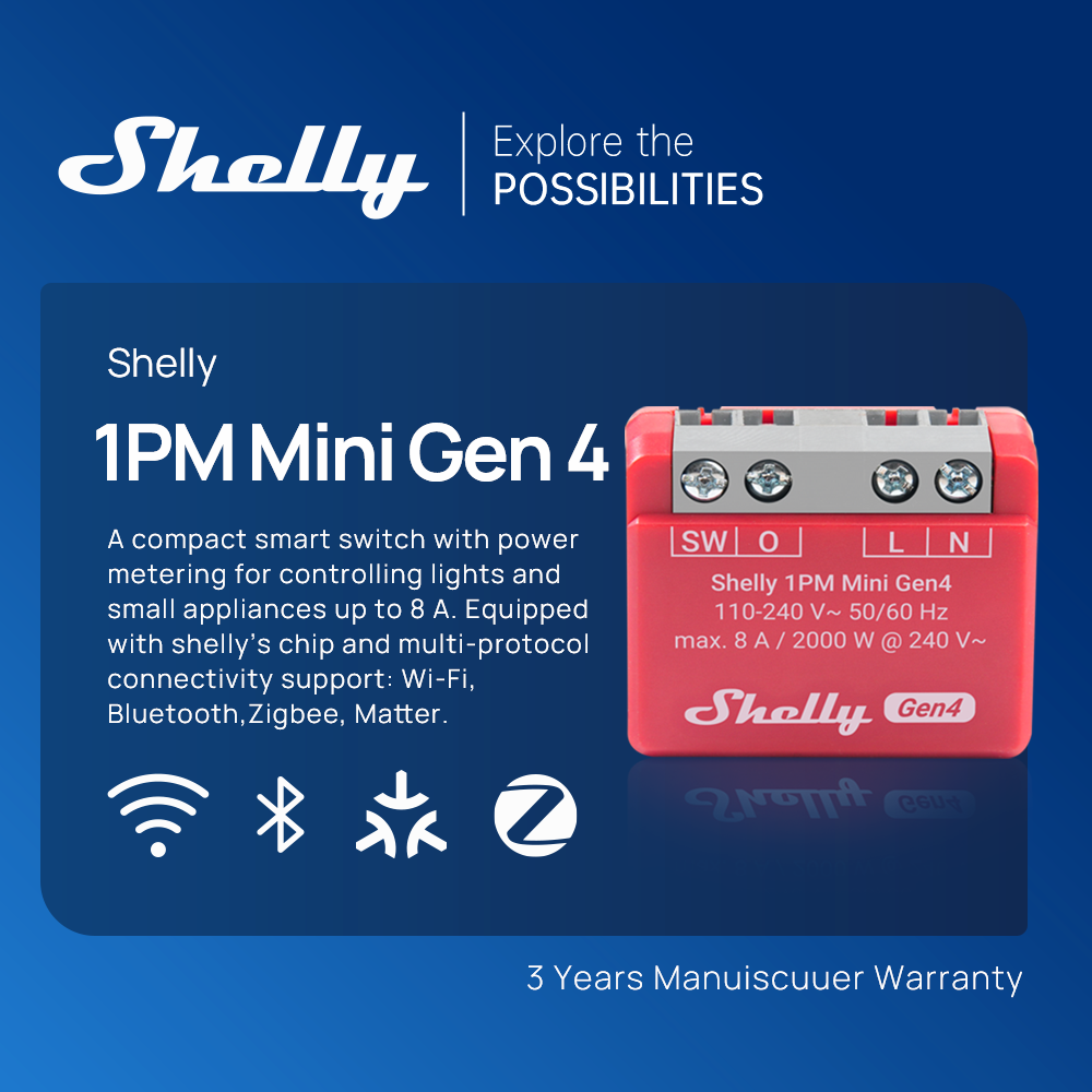 Shelly 1PM Mini Gen4 Zigbee Sm - Shelly Relay Module recension och pris